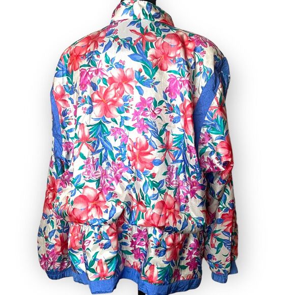 Lavon Windbreaker Bomber Jacket Women's M Multicolored Floral Print VTG Zipper - Picture 6 of 12